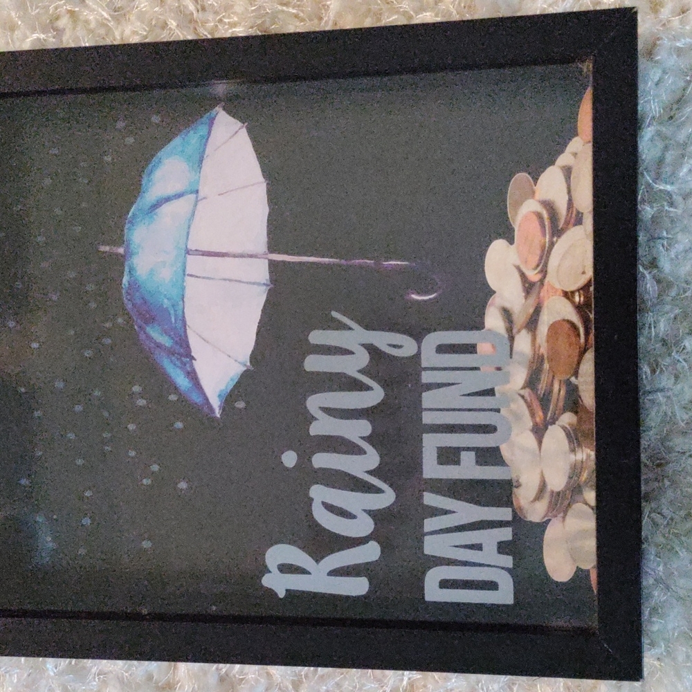 🆕 ⛈️RAINY DAY GLASS PICTURE FRAME MONEY 🏦 - Picture 3 of 7